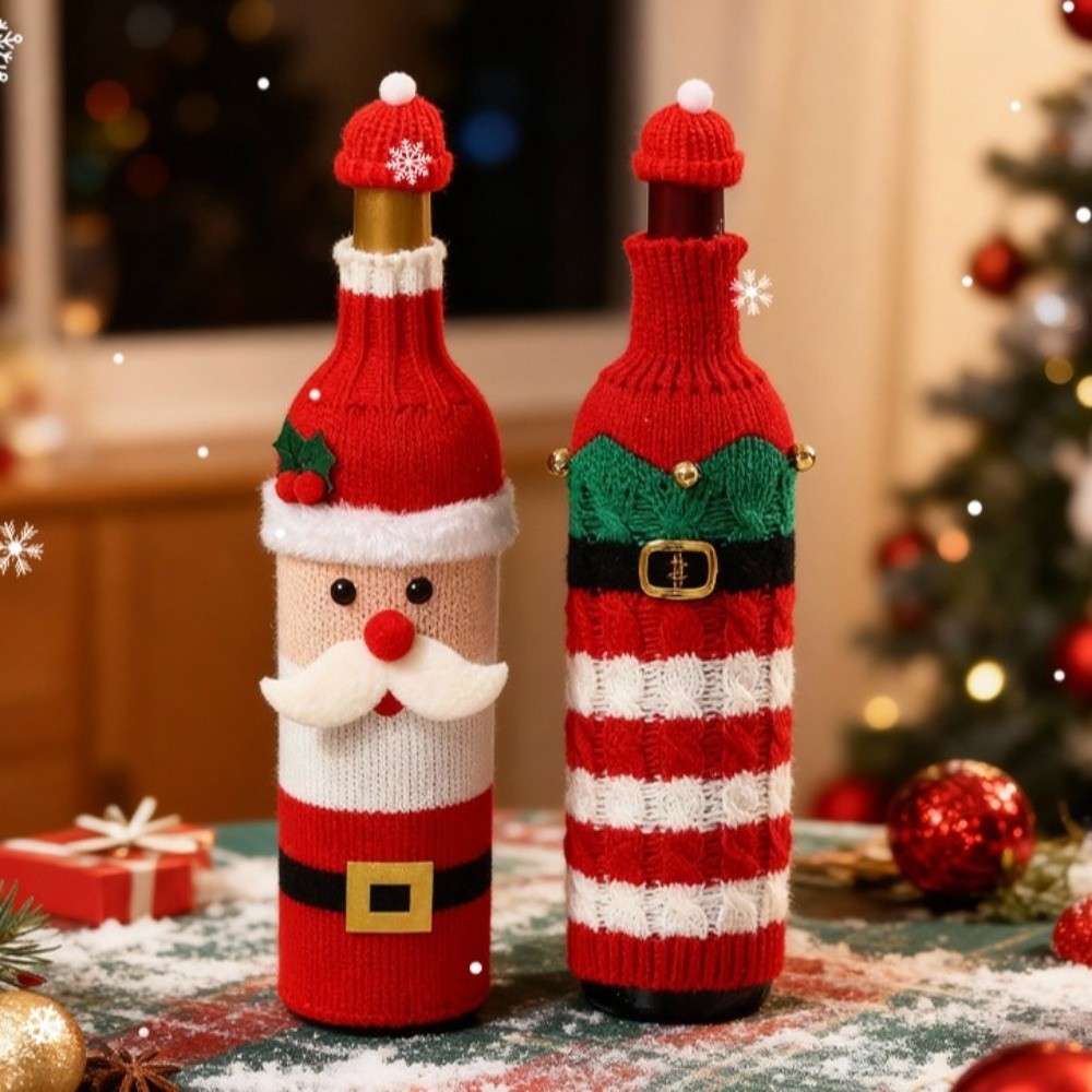 Knitted Wine Bottle Cover Elk  - Wine Beer Hat ulasan dan harga