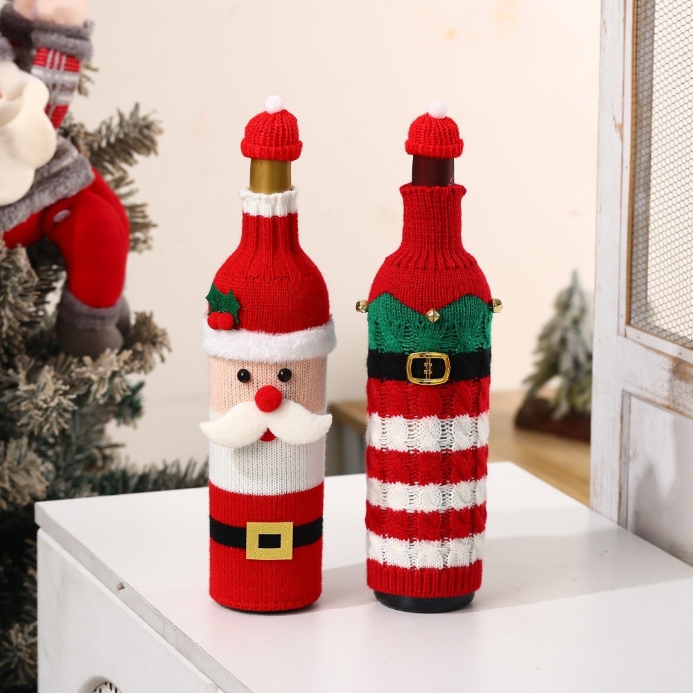 Knitted Wine Bottle Cover Elk  - Wine Beer Hat ulasan dan harga