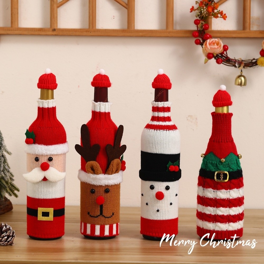 Knitted Wine Bottle Cover Elk  - Wine Beer Hat ulasan dan harga